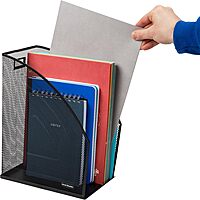 Mind Reader Vertical File Storage, Set of 2, Desktop Organizer, Workspace, Office, Metal Mesh, 6.25 L x 10 W x 12.5 H, Black