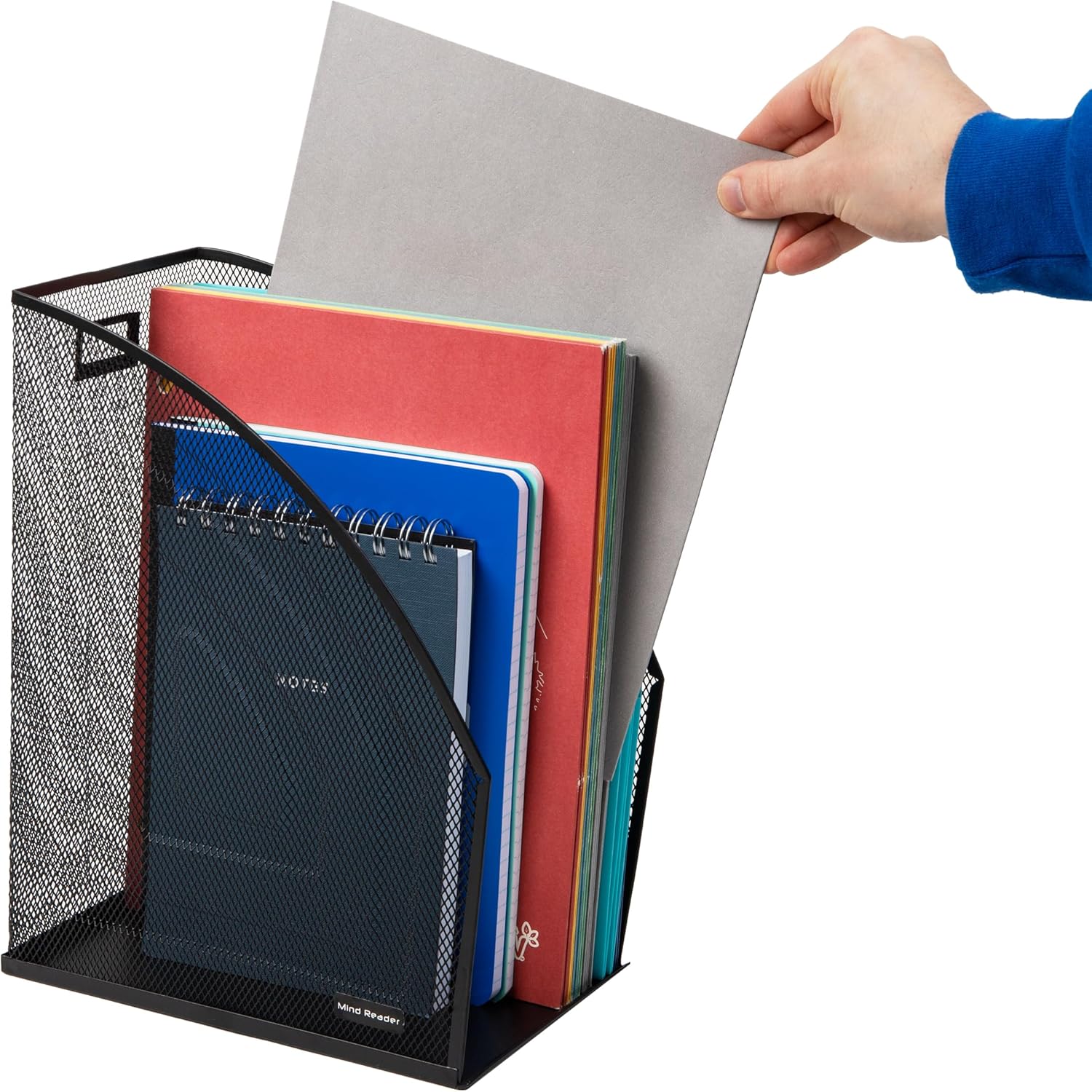 Mind Reader Vertical File Storage, Set of 2, Desktop Organizer, Workspace, Office, Metal Mesh, 6.25 L x 10 W x 12.5 H, Black