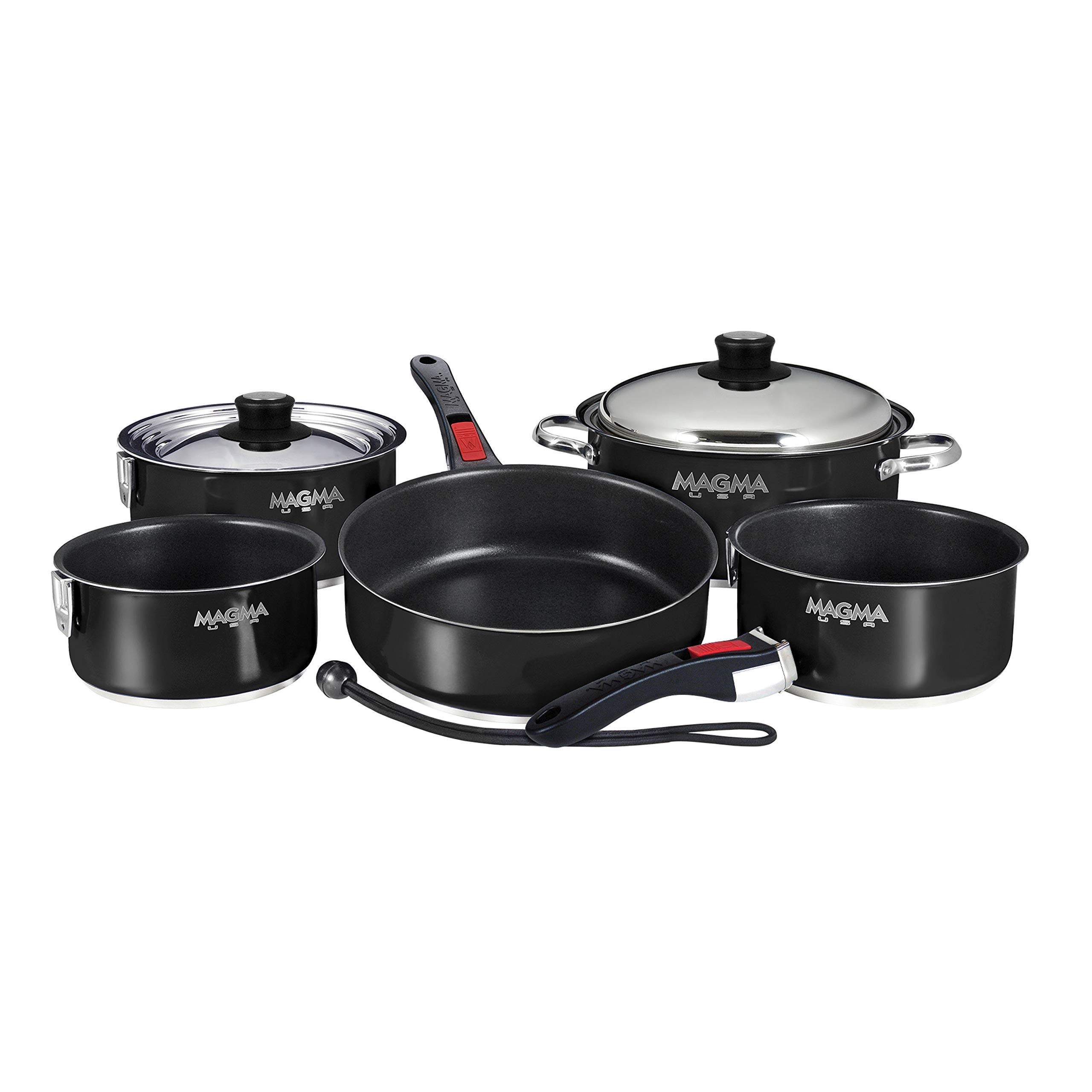 MAGMA 10 Piece Nesting Stainless Steel Cookware Set with Ceramica Non-Stick