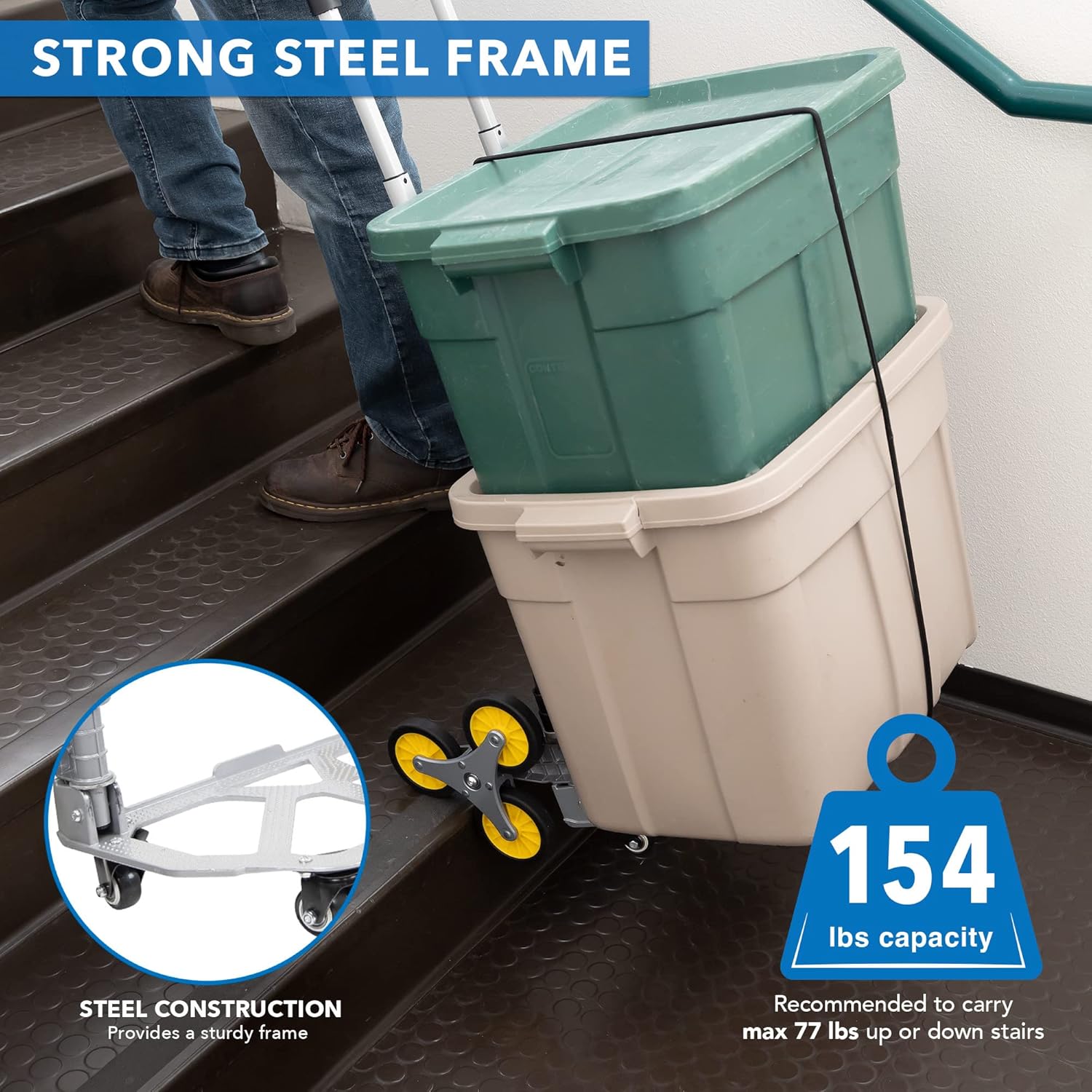 Mount-It! Stair Climber Dolly, 3 Wheel Stair Climbing Hand Truck with Folding and Telescoping Handle