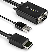 StarTech.com VGA to HDMI Converter Cable with USB Audio Support & Power - Analog to Digital Adapter - 1080p Male to Male