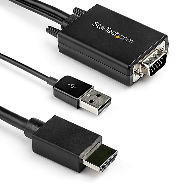 StarTech.com VGA to HDMI Converter Cable with USB Audio Support & Power - Analog to Digital Adapter - 1080p Male to Male