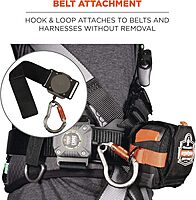 Ergodyne Squids 3002 Retractable Tool Lanyard with Locking Carabiner, Straps to Attach to Belt or Harness, Gray, Standard