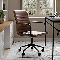 Martha Stewart Taytum Swivel Task Chair with Armrests for Home Office