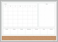 U Brands Magnetic Dry Erase 4-in-1 Calendar Board, Silver Aluminum Frame