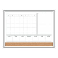 U Brands Magnetic Dry Erase 4-in-1 Calendar Board, Silver Aluminum Frame