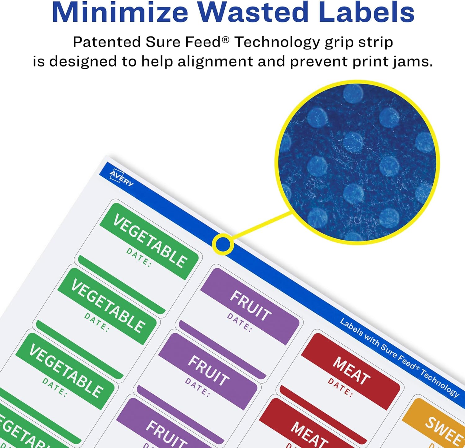 Avery Matte White Removable Rectangle Labels, Sure Feed Technology, 2" x 2-5/8", 225 Removable Labels