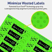Avery Printable Rectangle Labels, Sure Feed Technology, 1" x 4", Neon Green Labels, Laser/Inkjet Printable, 200 Total, Great for Mailing and Cosmetics 200 labels