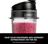 Ninja Fit Compact Personal Blender, Portable Blender for-Smoothies, Shakes, Food Prep, and Frozen Blending, 700-Watt Base, (2) 16-oz. Cups and Spout Lids, Black QB3001SS Push to blend