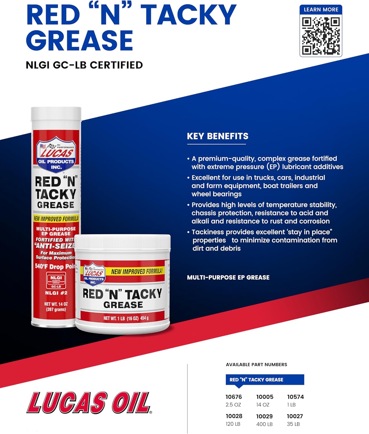 Lucas Oil Red 'N' Tacky Grease
