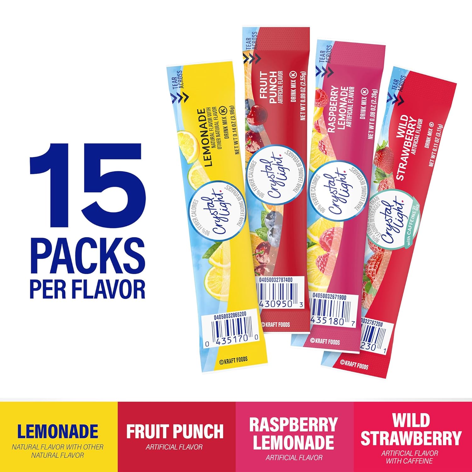 Crystal Light On-The-Go Sugar-Free Drink Mix Variety Pack, 6.3 Oz, Pack Of 60 Packets