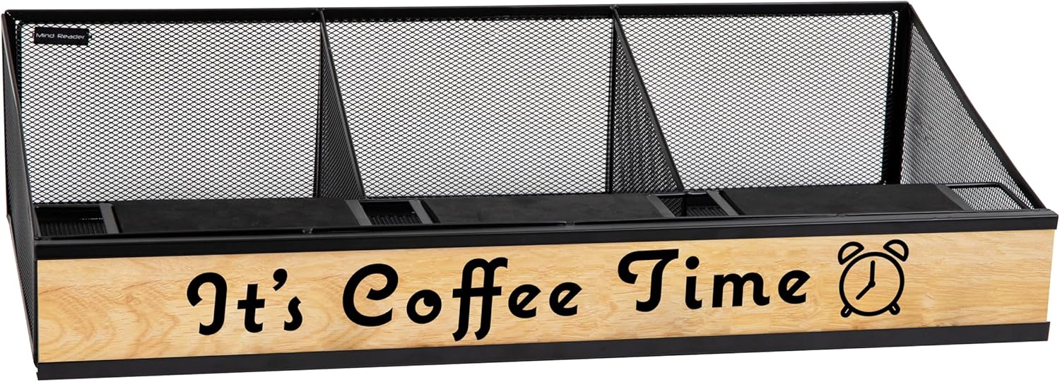 Mind Reader Airpot Serving Station, Coffee Bar Accessories, Countertop Organizer, Wire Mesh, 24" L x 12" W x 6" H, Black