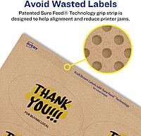 Avery Kraft Brown Oval Labels, Sure Feed Technology, 2" x 3-1/3", 120 Kraft Brown Labels, Print-to-The-Edge, Laser/Inkjet Printable 120 labels