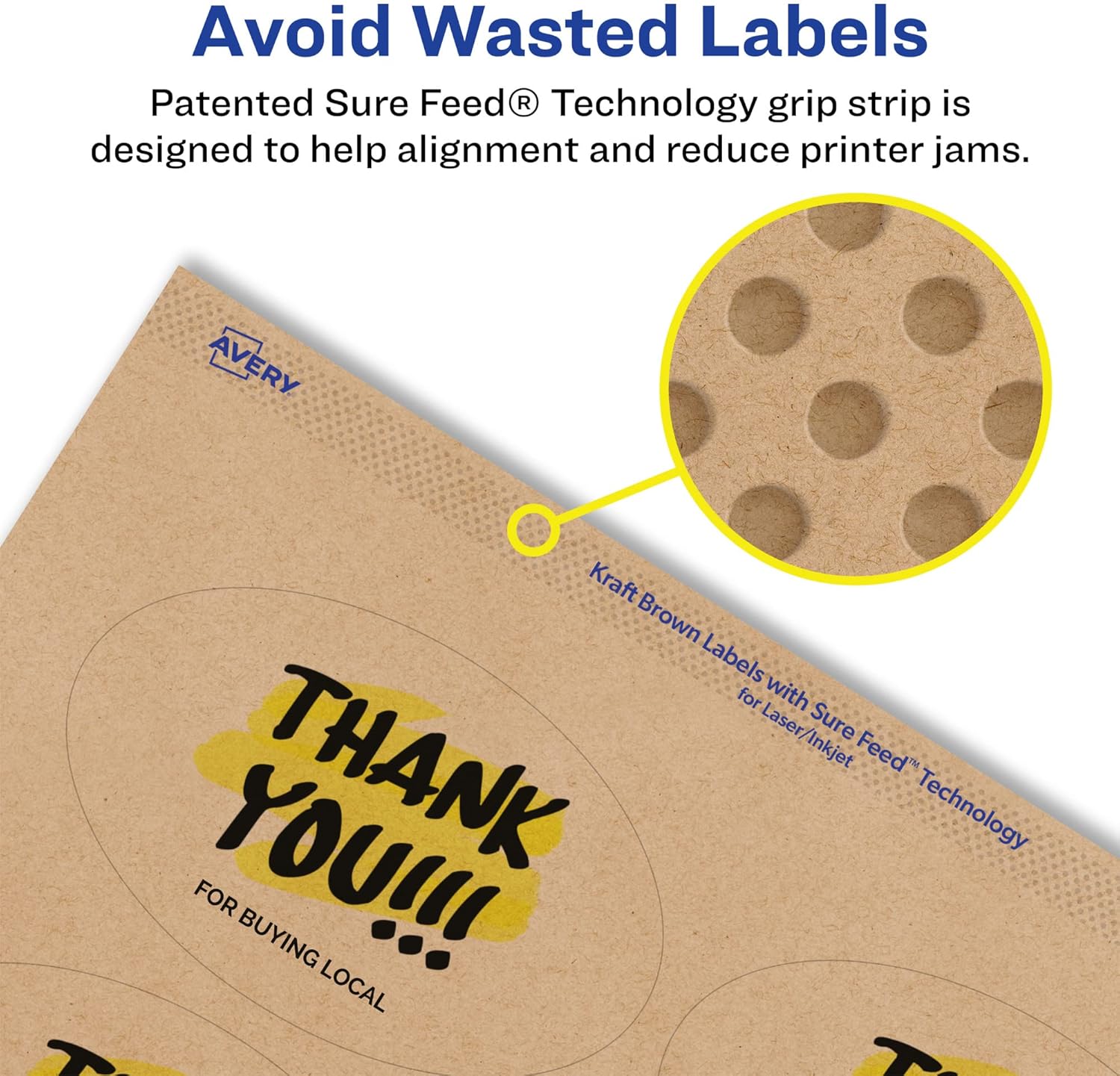 Avery Kraft Brown Oval Labels, Sure Feed Technology, 2" x 3-1/3", 120 Kraft Brown Labels, Print-to-The-Edge