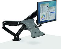 Fellowes 8044101 Adjustable Laptop Stand for Desk with Dual Monitor Arm, 17 Inch Monitor Capacity