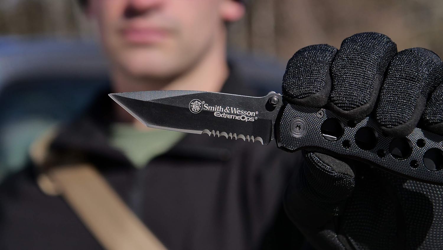Smith & Wesson CK5TBS 7.4in High Carbon S.S. Folding Knife with a 3.2in Serrated Tanto Blade and Aluminum Handle for Outdoor