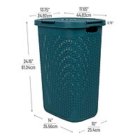 Mind Reader 60L Slim Laundry Hamper with Lid, Wicker-Style Plastic
