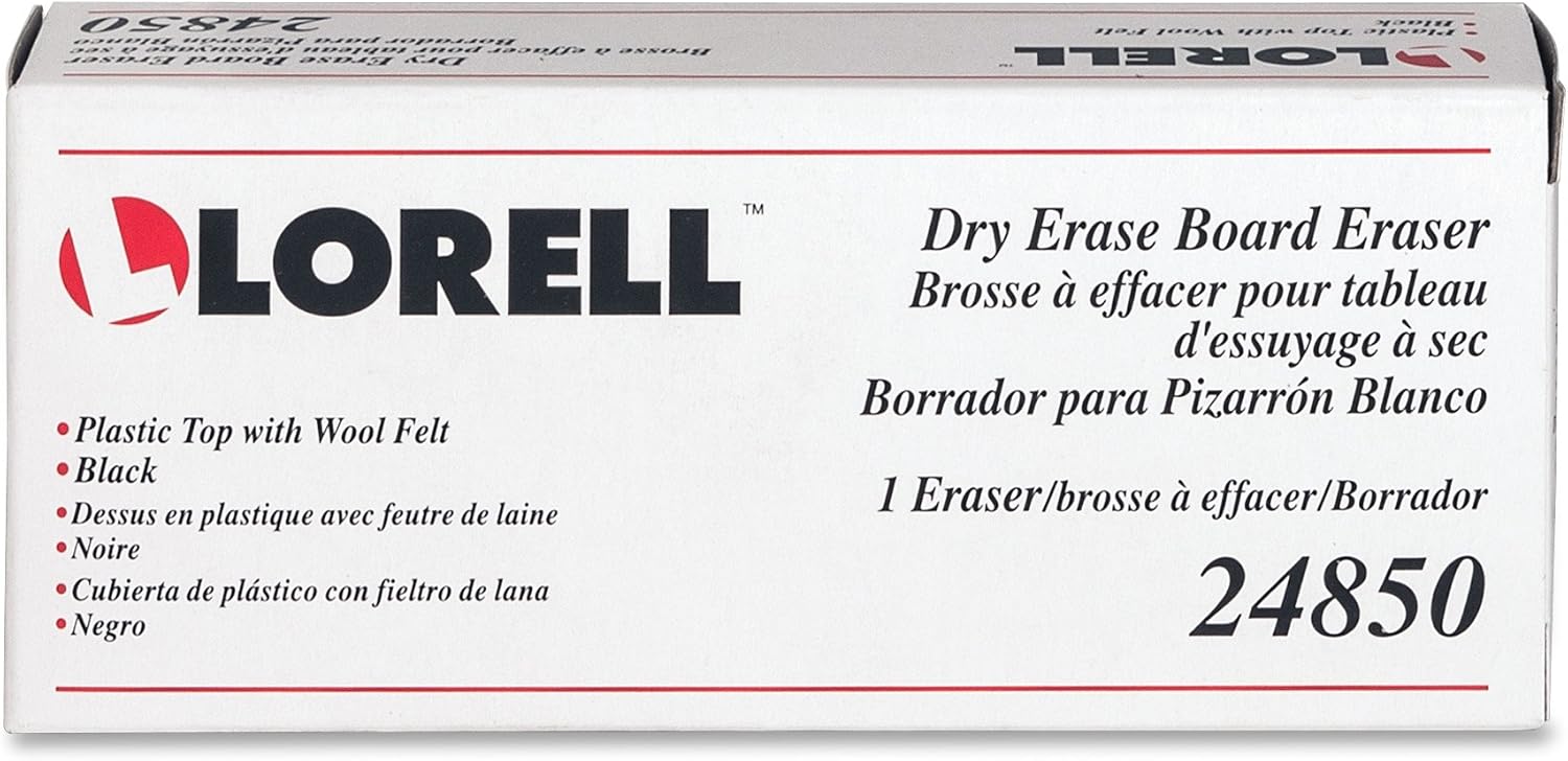 Lorell Dry-Erase Board Eraser, 2-3/16 by 5-3/16 by 1-5/16-Inch, Black