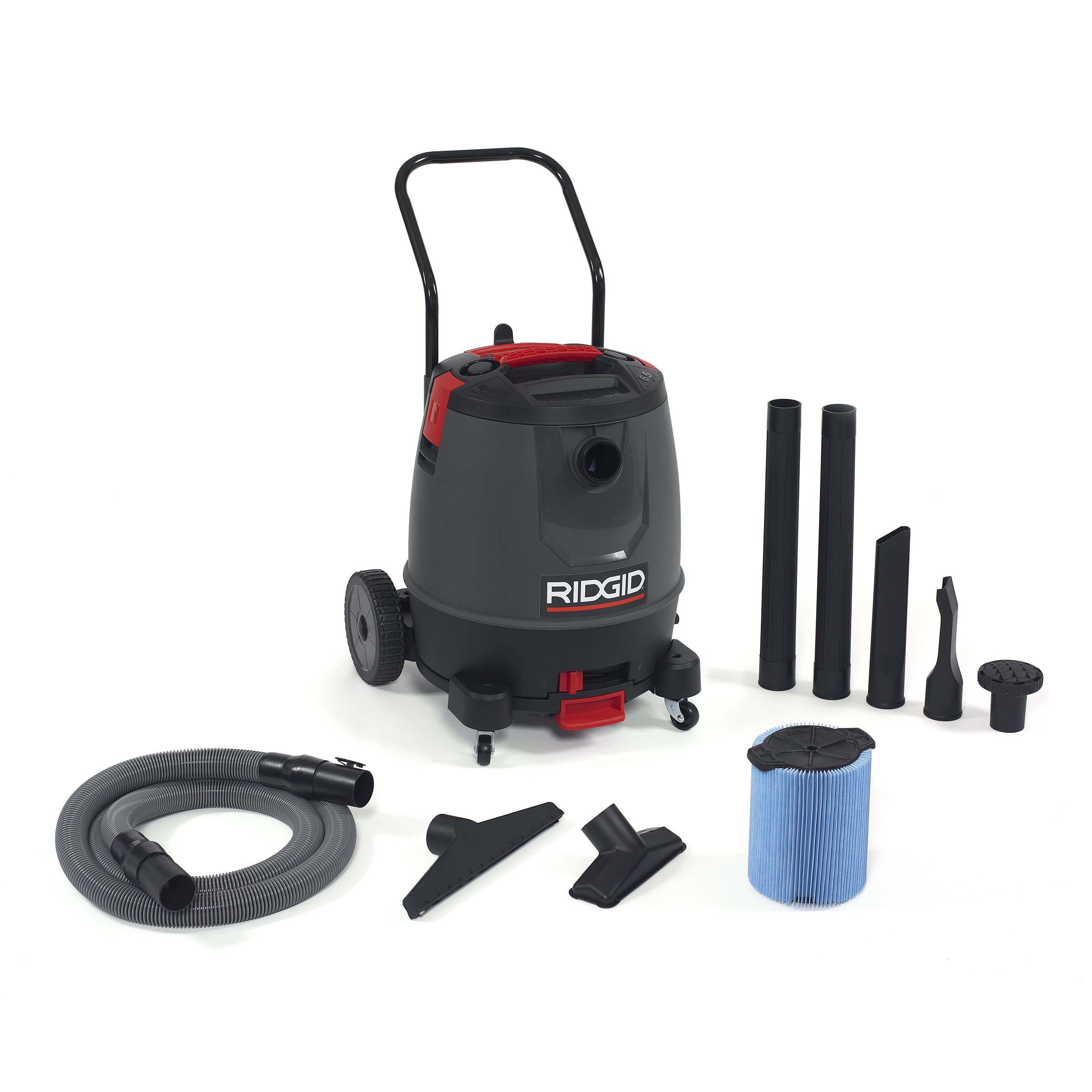 RIDGID 50338 1650RV Motor-on-Bottom Wet Dry Vacuum, 16-Gallon Shop Vacuum with Cart, 6.5 Peak HP Motor, Large Wheels