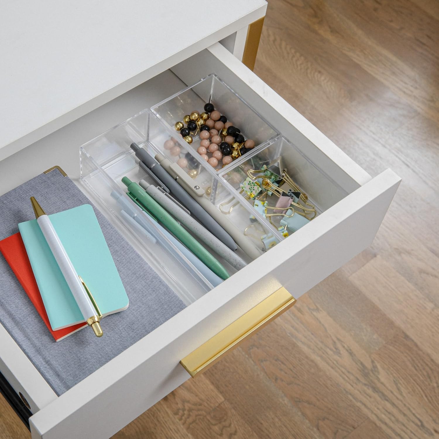 Martha Stewart Brody Stack & Slide Plastic Tray Desktop Organizer, Clear