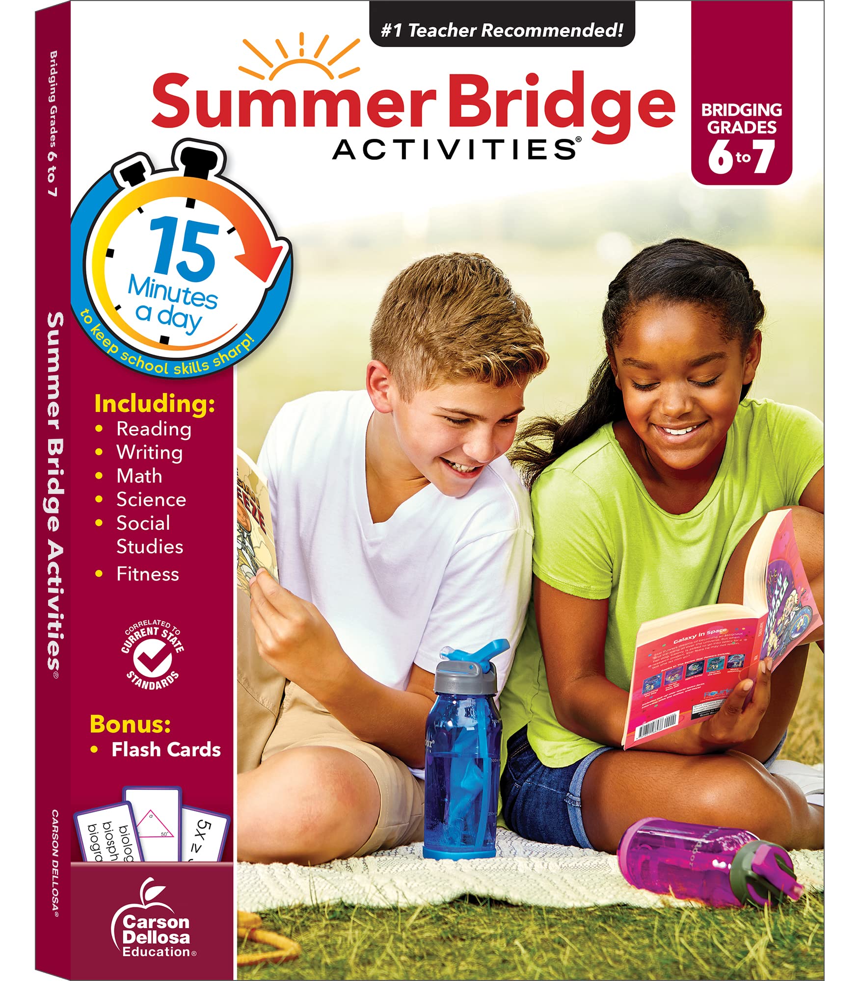 Summer Bridge Activities 6th to 7th Grade Workbooks All Subjects, Middle School Books With Math, Reading Comprehension