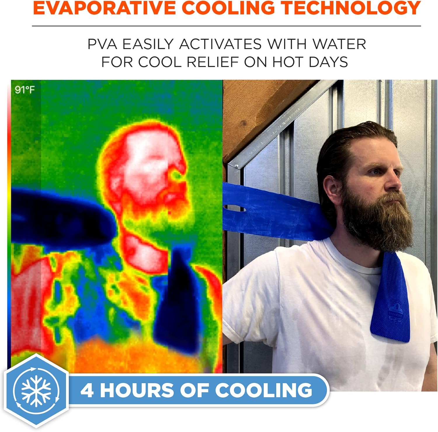 Ergodyne Chill Its 6603 Cooling Neck Wrap, Long Lasting Cooling Relief, Blue 4 in x 29-1/2 in 1-Pack Neck Wrap