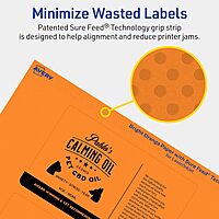 AVERY Printable Rectangle Labels, Sure Feed Technology, 3" x 5", Bright Orange, Print-to-The-Edge, Laser/Inkjet Printable