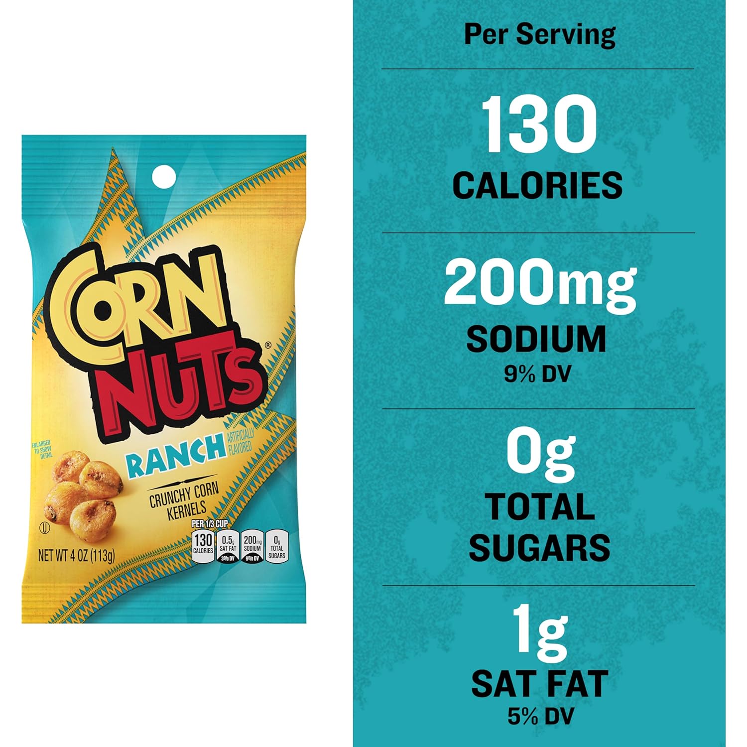 CORN NUTS Ranch Flavored Corn Kernels, Crunchy Corn Snacks, Snack Box, Variety Packs for Adults, 4oz. (Pack of 12)
