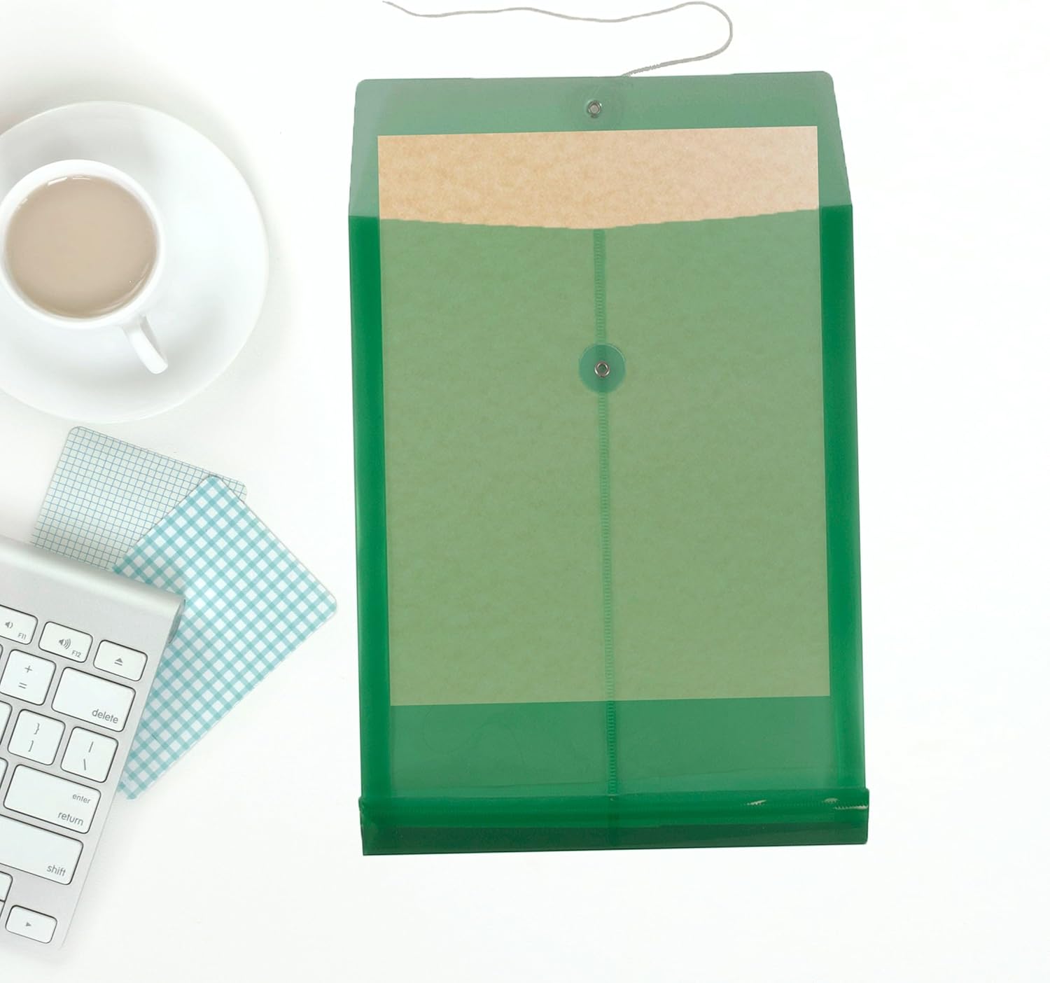 JAM PAPER Open-End Plastic Envelopes, Button & String