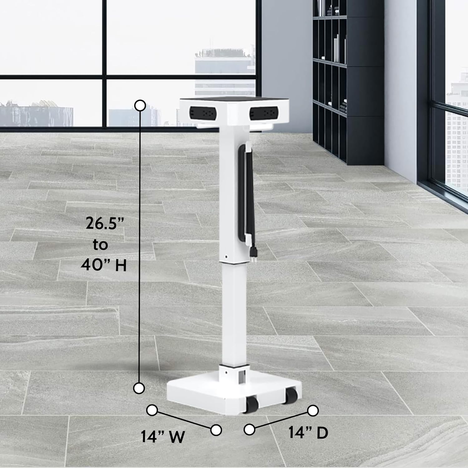 Luxor LuxPower Mobile AC and USB Charging Tower with 8 USB Charging Ports, 8 AC Outlets - White, 14" W x 14" D x 40" H