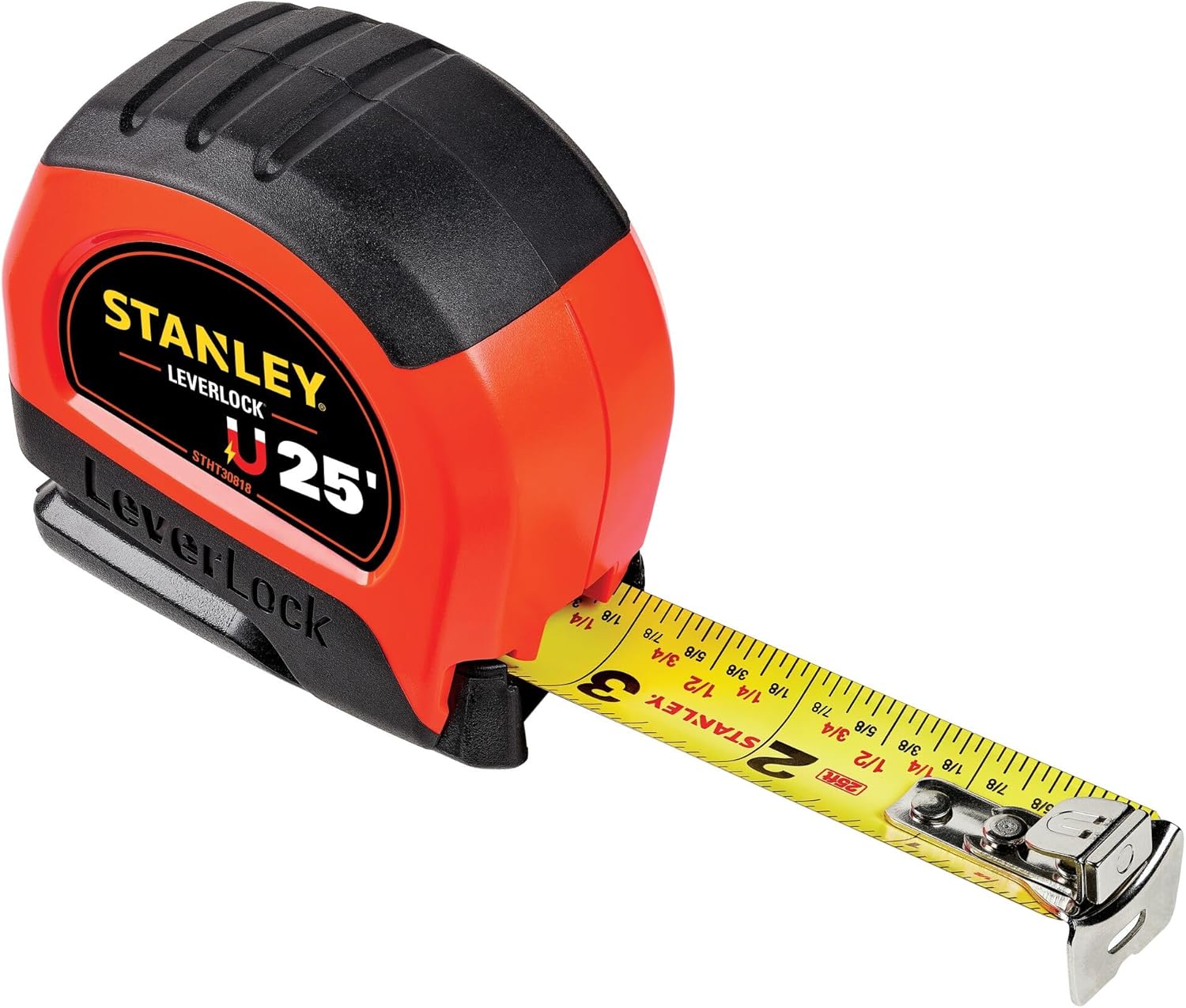 STANLEY 25 Ft. High Visibility Magnetic LEVERLOCK Tape Measure (STHT30818S)