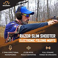 WALKER'S Razor Slim Electronic Earmuffs Ultra Low-Profile Folding Hearing Protection