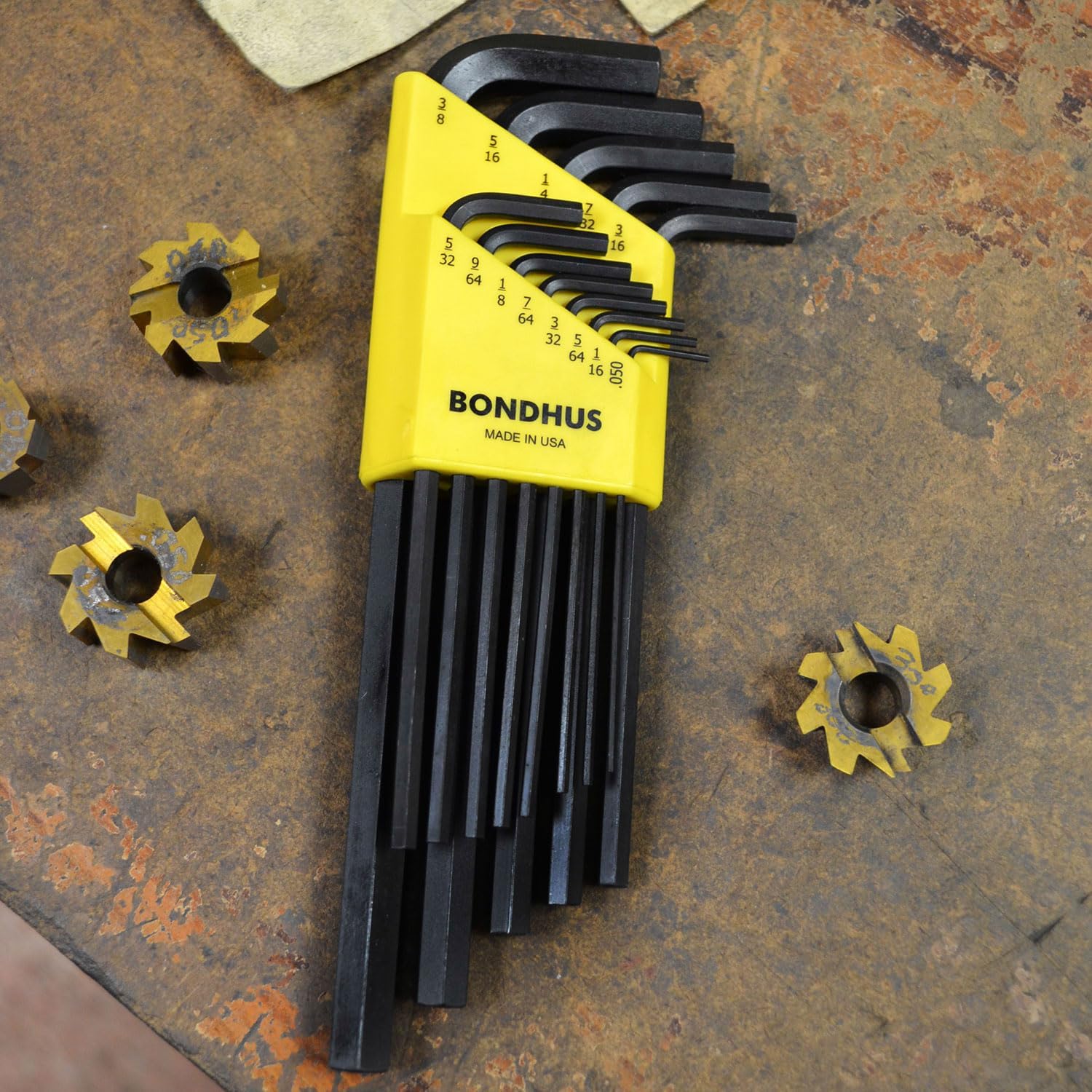 Bondhus 12137 Set of 13 Hex L-wrenches, Long Length, sizes .050-3/8"