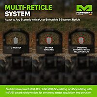 Meprolight MCO PRO 2/68 MOA Reflex Sight, 10 Day/2 NV Brightness, Shake Awake, IP67 Waterproof, 25,000+ Hour Battery