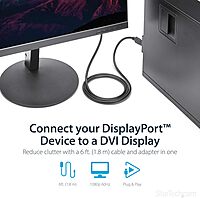 StarTech.com 6ft (1.8m) DisplayPort to DVI Cable, DisplayPort to DVI Adapter Cable, DP to DVI-D Converter