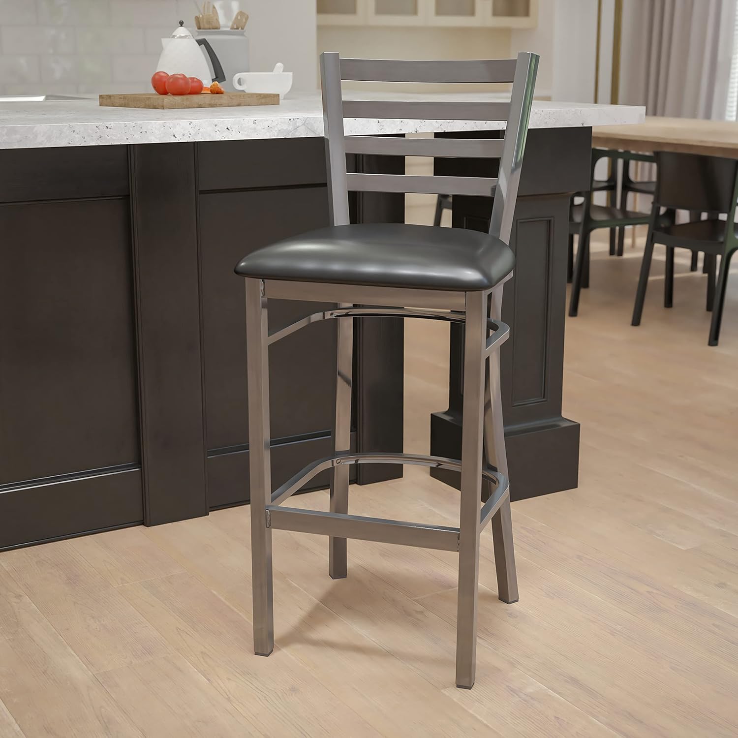 Flash Furniture HERCULES Series Clear Coated Ladder Back Metal Restaurant Barstool