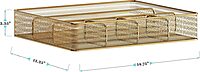 Martha Stewart Ryder Mesh Metal 6-Compartment Larger Desk Drawer Organizer, 2-1/4inH x 14-3/4inW x 12-1/4inD, Gold