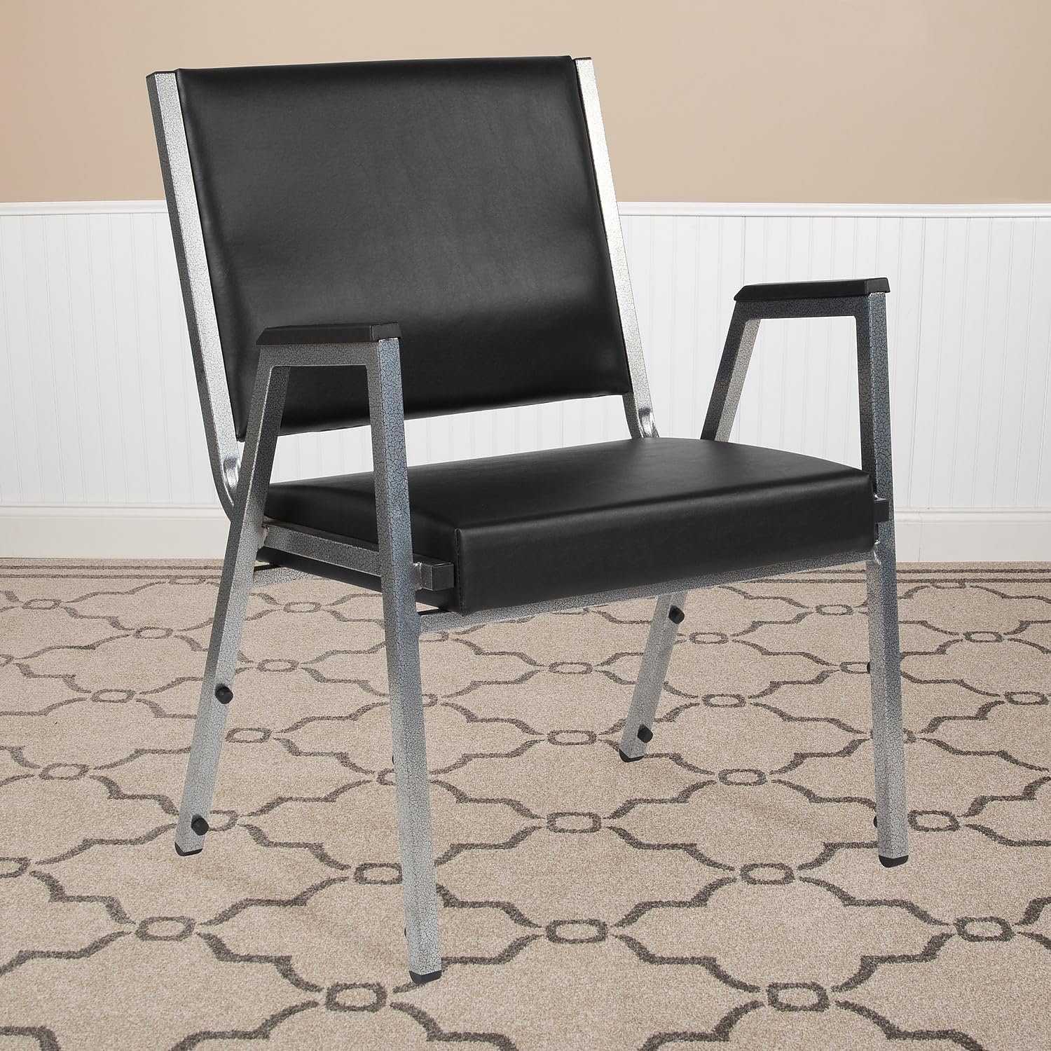 Flash Furniture HERCULES Bariatric Medical Reception Arm Chair With Antimicrobial Protection, Black