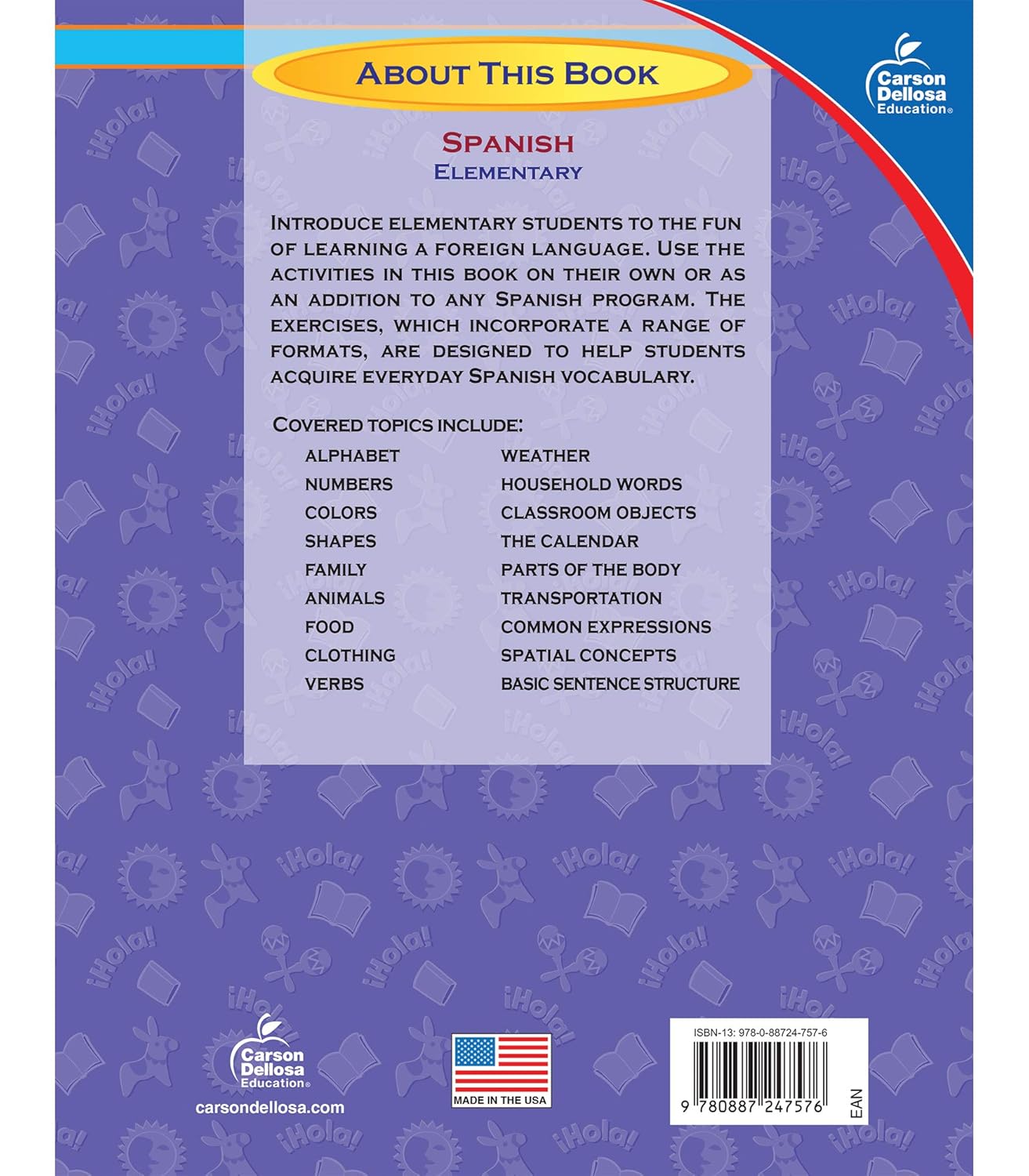 Skills For Success Elementary Spanish Workbook for Kids, Grades K-5 Spanish Vocabulary, Puzzles, and Writing Practice