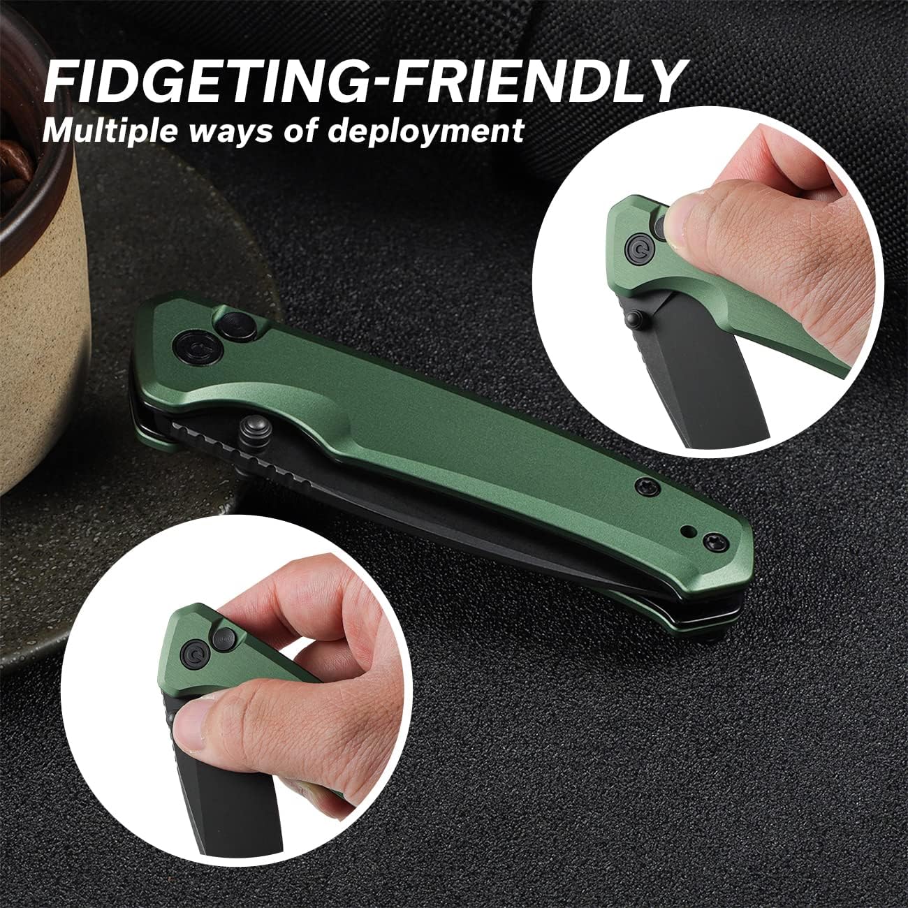 CIVIVI Pocket Folding Knife with Button Lock and Thumb Stud Opener, 2.97" Nitro-V Blade Aluminum Handle