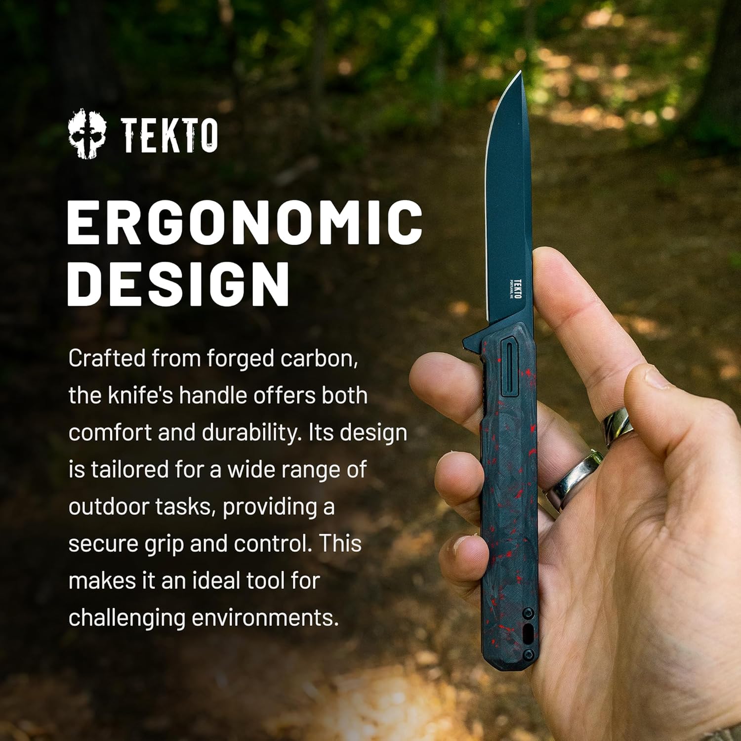 TEKTO F2 Bravo Folding Pocket Knife - D2 Steel Blade, Ceramic Ball Bearings - EDC - Snap