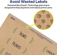 Avery Kraft Brown Rectangle Labels, Sure Feed Technology, 1-1/3" x 4", Permanent Adhesive, Laser/Inkjet Printable