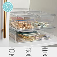 Martha Stewart Brody Plastic Storage Organizer Bins with Lids for Home Office, Kitchen, or Bathroom, 8 Pack