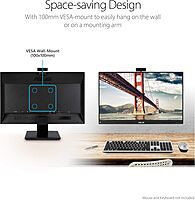 ASUS BE24EQK 23.8” Business Monitor with 1080P Full HD IPS, Eye Care, DisplayPort HDMI, Frameless, Built-in Adjustable 2MP Webcam, Mic Array, Stereo speaker, Video Conference,BLACK