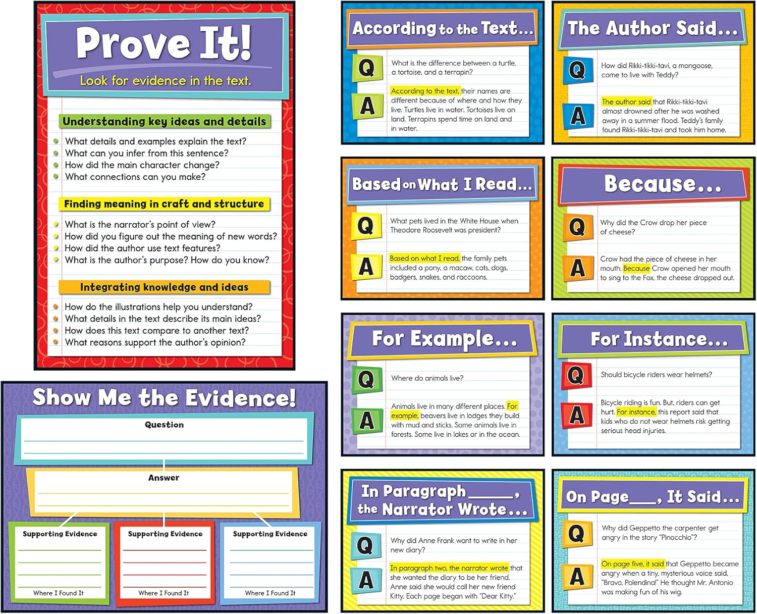 Carson Dellosa Evidence-Based Reading and Writing Bulletin Board Set (110290), 17" x 24", 17" x 12", Multicolor