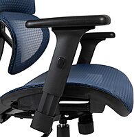 Flash Furniture LO Ergonomic Mesh Office Chair with 2-to-1 Synchro-Tilt, Adjustable Headrest, Lumbar Support - Arms in Blue