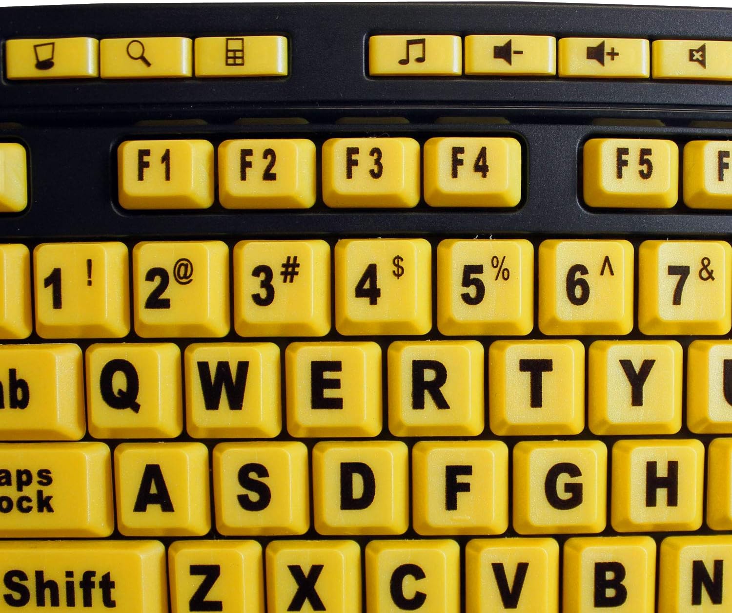 AKB-132UY - Luminous 4 X Large Print Multimedia Desktop USB Keyboard, Black Yellow No Size