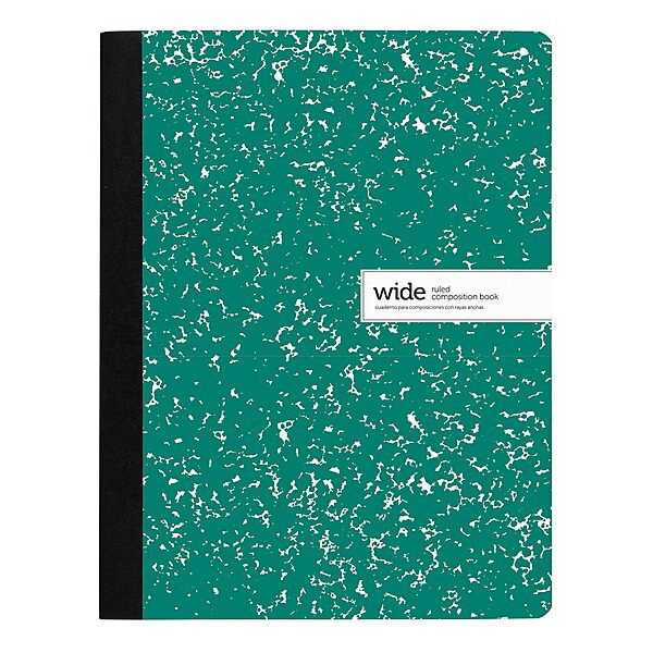 Office Depot® Brand Composition Notebook, 9-3/4" x 7-1/2", Wide Ruled, 100 Sheets, Green/White