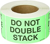 Tape Logic Aviditi Tape Logic 3" x 5", "Do Not Double Stack" Fluorescent Green Warning Sticker, for Shipping, Handling