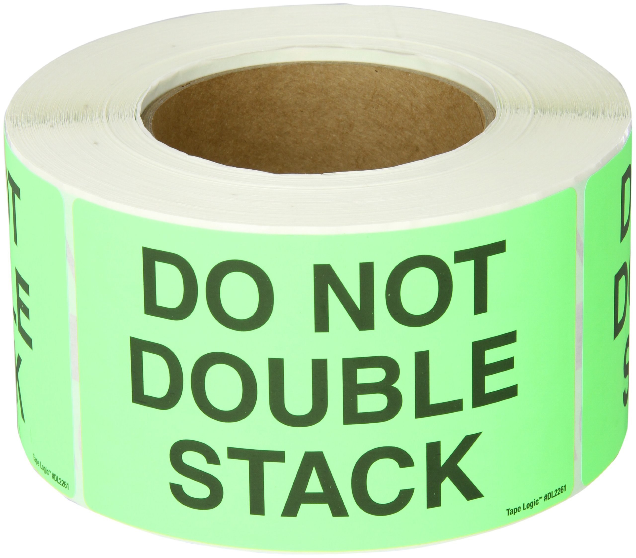 Tape Logic Aviditi Tape Logic 3" x 5", "Do Not Double Stack" Fluorescent Green Warning Sticker, for Shipping, Handling